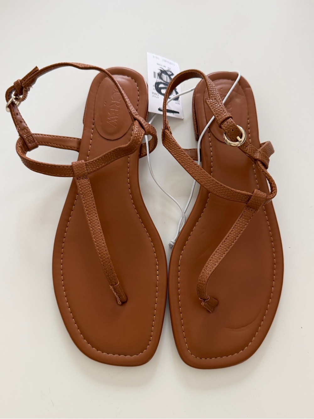 J. Crew Factory Brown T-Strap Leather Sandals - Picture 2 of 4
